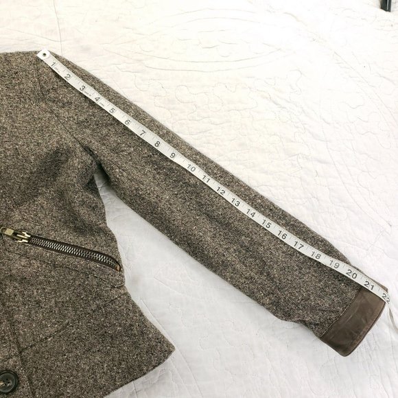 Revillon Paris Cashmere Wool Blend Button Up Jacket Leather Trim Womens Sz 36 - Picture 6 of 13